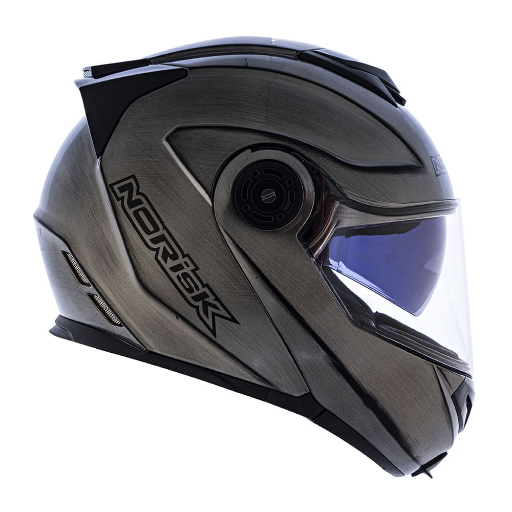 CAPACETE NORISK ROUTE FF345 IRON (C/VISEIRA SOLAR) CROMADO - RS1