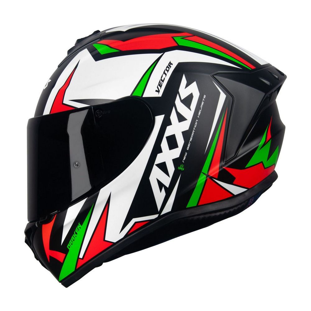 Capacete Axxis Draken Vector Preto Fosco Branco Verde Rs1